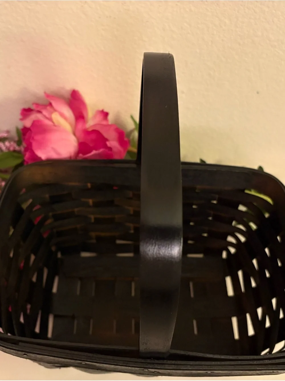Vintage 1997 Longaberger Spring Basket Painted Black, Flowers Not Included